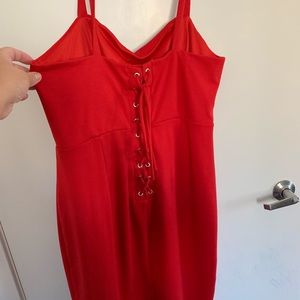 Red midi dress